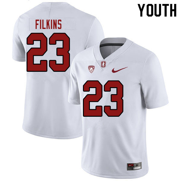 Youth #23 Casey Filkins Stanford Cardinal College Football Jerseys Sale-White - Click Image to Close